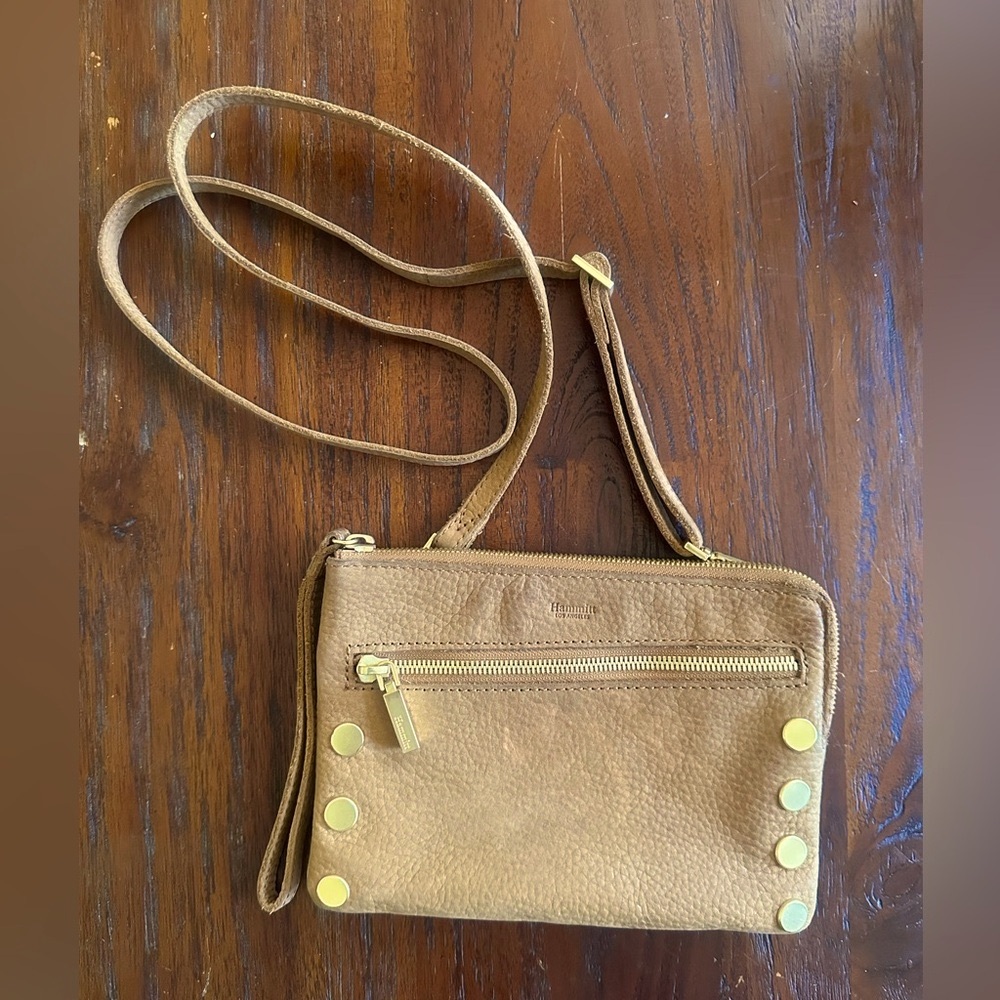 Hammitt Nash Leather Small Crossbody Bag/Cafe Au Lait with brushed gold